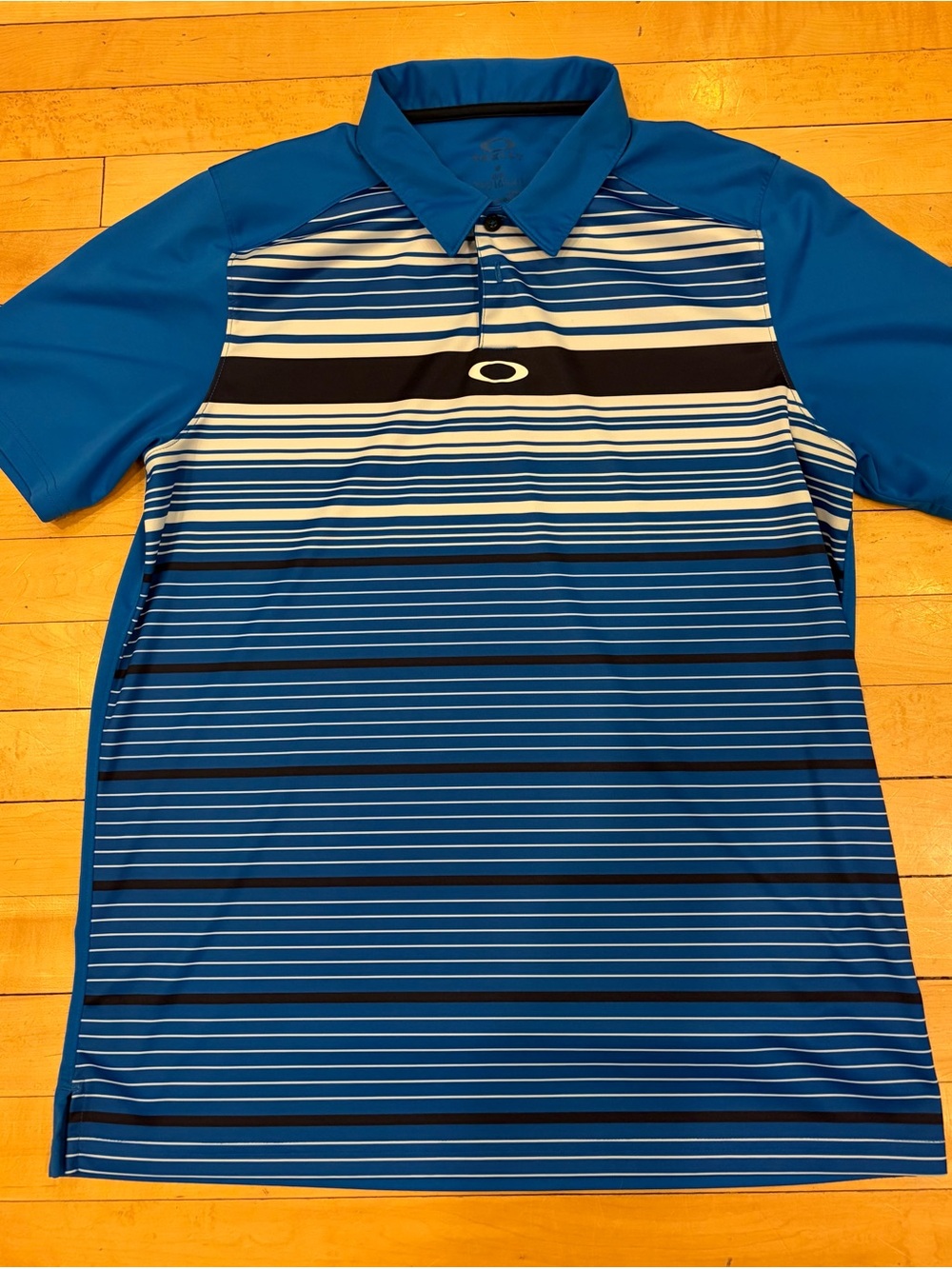 OAKLEY HYDROLIX Polo Golf Shirt Regular Fit Blue Striped Size Medium